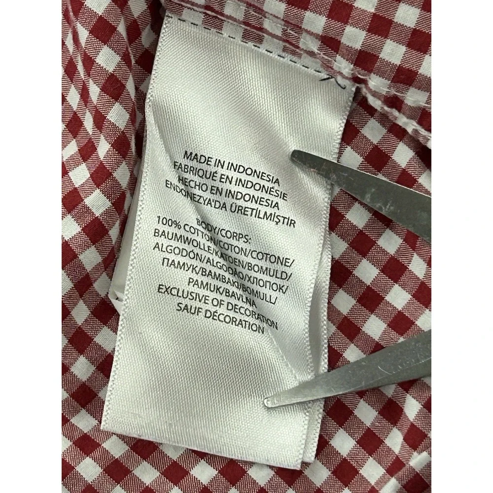 Ralph Lauren Boys Size 5 Red White Gingham Button Down Long Sleeve Cotton Shirt